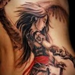 Lány - tetoválás fantasy stílusban