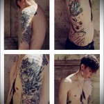 gyémánt és korona tetoválás a srác oldalán