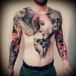 وشم الصدر الكامل مع الجماجم - وشم الصدر للرجال