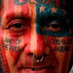 Amerika zászló tetoválás teljes arcon