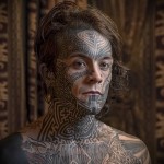 férfi nemzeti tetoválással az arcán