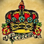 vázlat egy koronáról egy felirattal a régi iskolai tetoválás stílusában