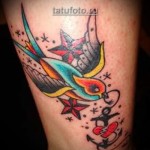 old school tetoválás - horgony, szív, csillag és fecske