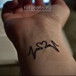 tatuaż serca i pulsu na nadgarstku