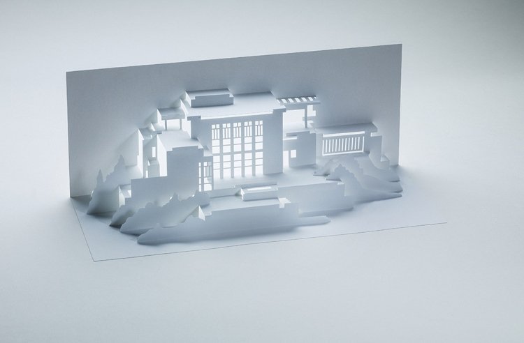Japonská budova architektúry Kirigami