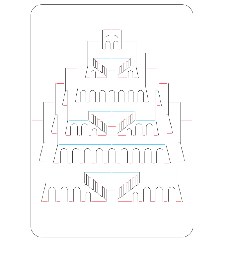 Šablóna vystrihnutá architektúrou Kirigami