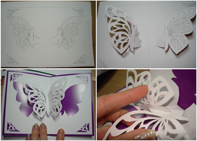 Vyskakovacie okno motýľovej karty Kirigami vyskočené