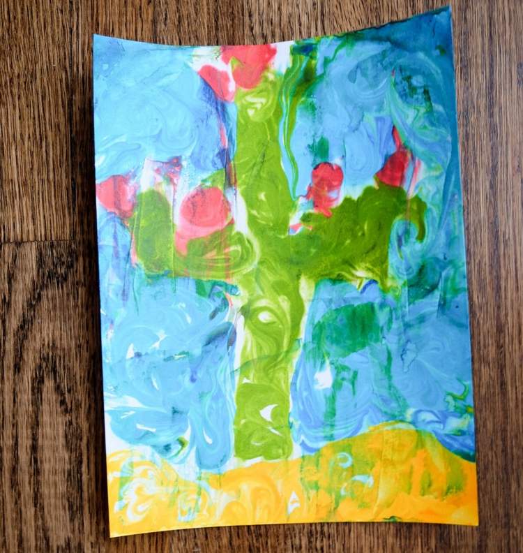 Maľovanie kaktusu v púšti krémom na holenie