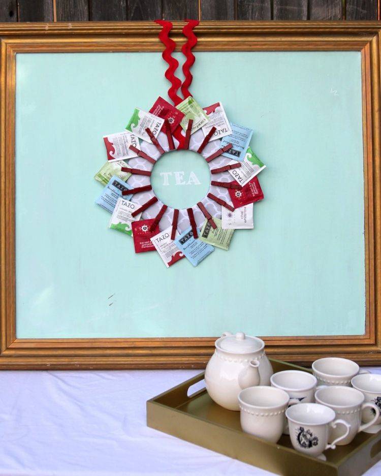 čajové darčeky vianočný veniec nápad na vrecúško