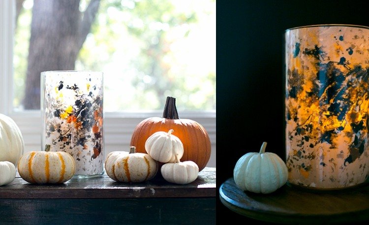 Výroba čajových sviečok s detskými halloweenskymi pastelkami