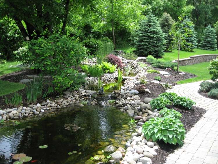 rybník-potok-záhrada-tok-kamene-rastliny-tieň