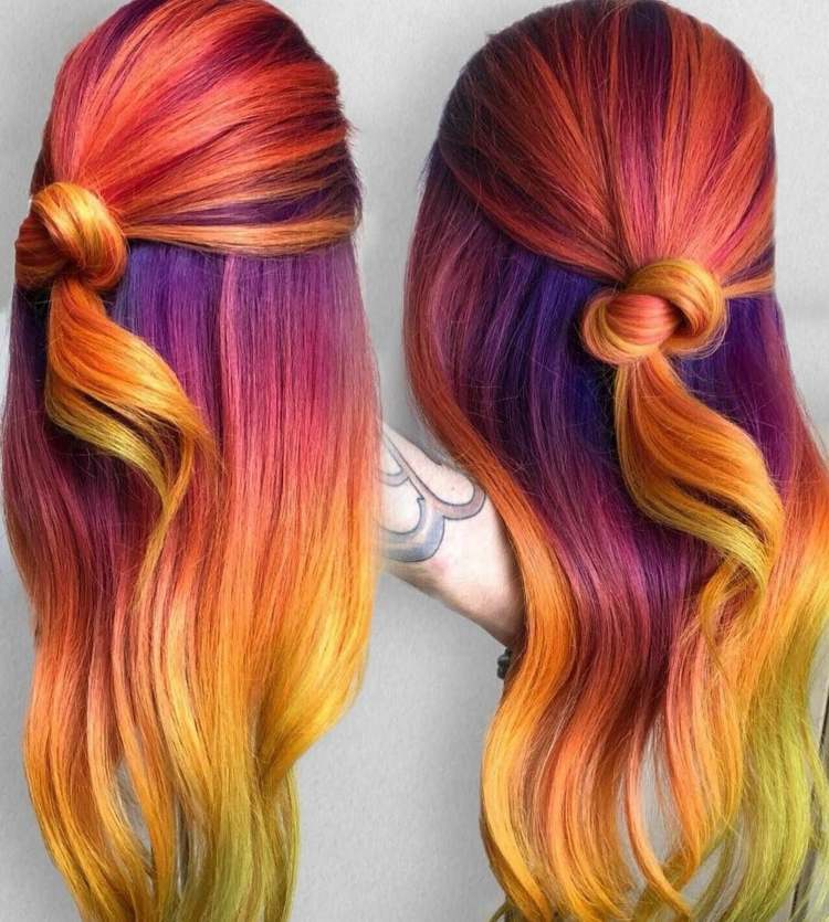 Tequila Sunrise Hair Color Trend Ombre účesy pre dlhé vlasy