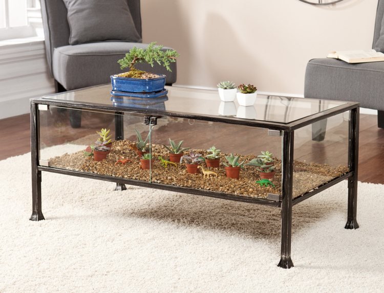 terárium-konferenčný stolík-obdĺžnikové-sklo-kovové-sukulenty