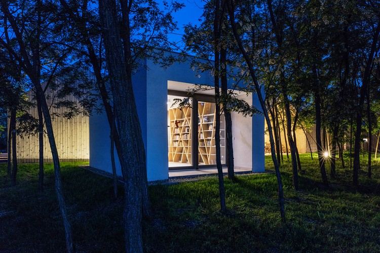 domáca knižnica moderný výhľad na prírodu