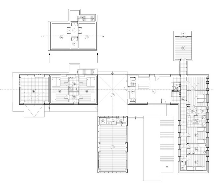 moderná usadlosť pôdorysná trojstranná prístavba nádvoria