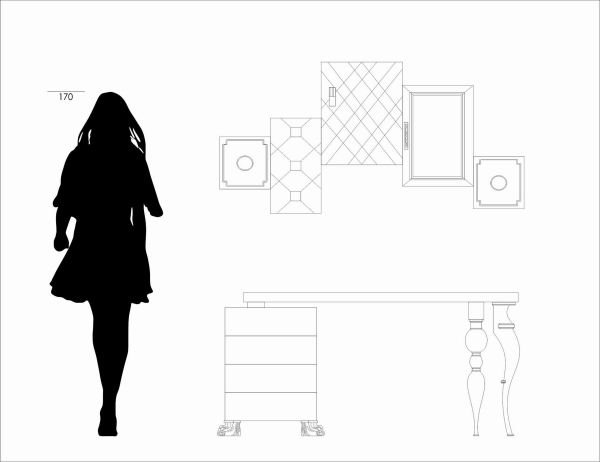 dekoratívny prvok nástenného pracovného stolu Tetris Lola Glamour