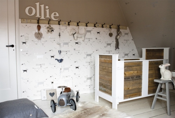 tapeta s vtáčím vzorom detská izba škandinávske hnedé drevo vzor tapety detská izba škandinávske hnedé drevo