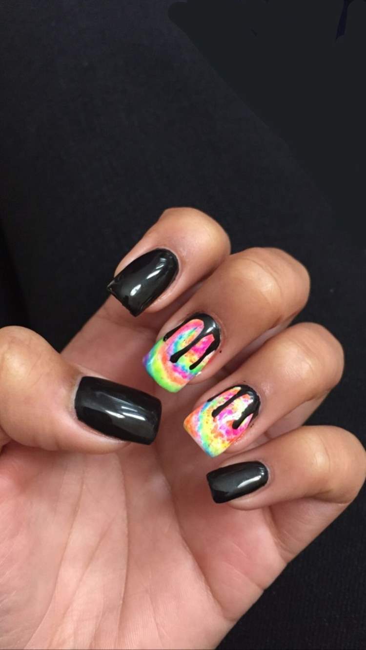 nápady na dizajn čiernych nechtov trend nechtov leto