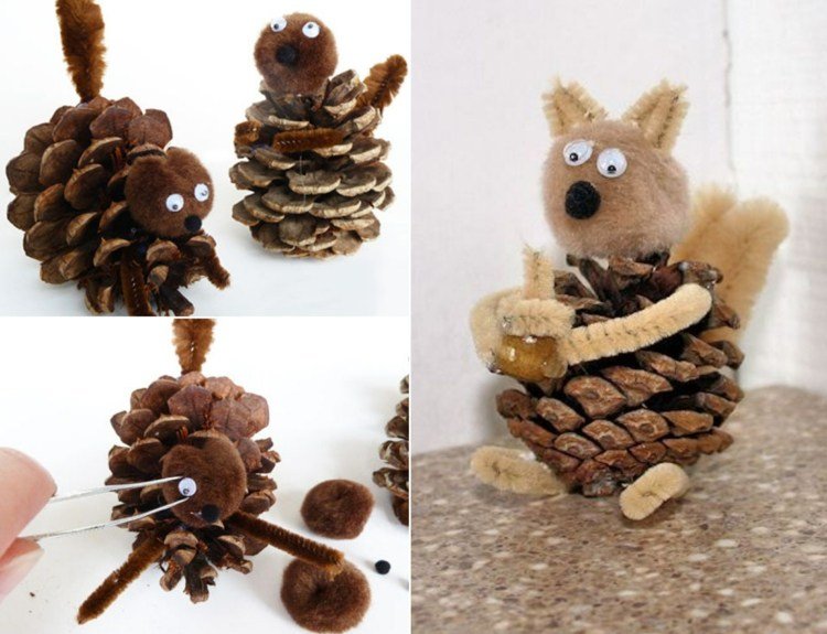 Nadýchané veveričky s pomponmi a čističmi rúrok