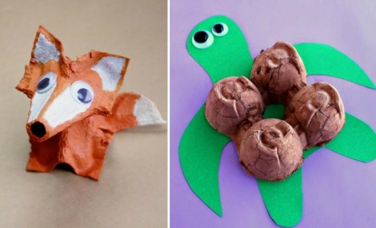 škatuľky na vajíčka-líška-urob si sám-korytnačka-variant-deti-kutilstvo