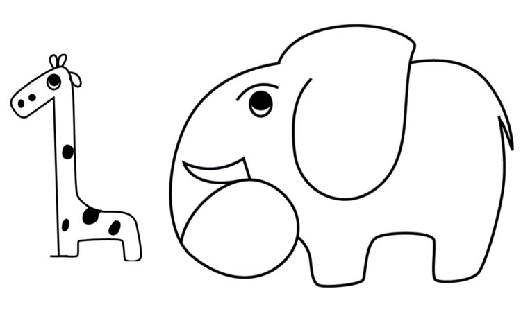 Žirafa z čísla 1 a chobot slona z čísla 6