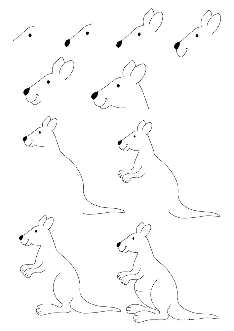 Maľba zvierat z Austrálie - poskakujúci klokan