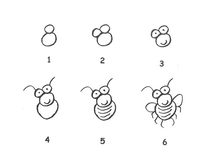Maľovanie hmyzu namiesto zvierat - mucha je pre deti veľmi jednoduchá
