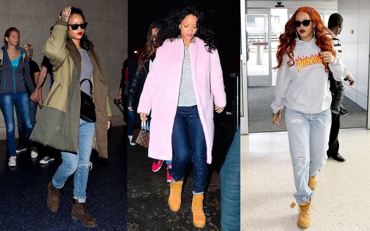 timberland topánky štýl oblečenie hviezdy rihanna