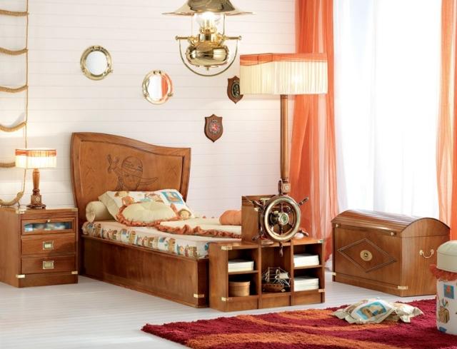 moderná pirátska detská postieľka-čalúnené masívnym drevom-PIRATA-Caroti