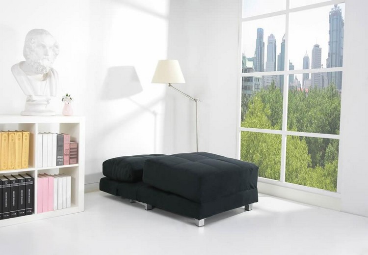 posteľová stolička-kreslo na spanie-čierny rošt s rohom na čítanie-posteľ pre hostí