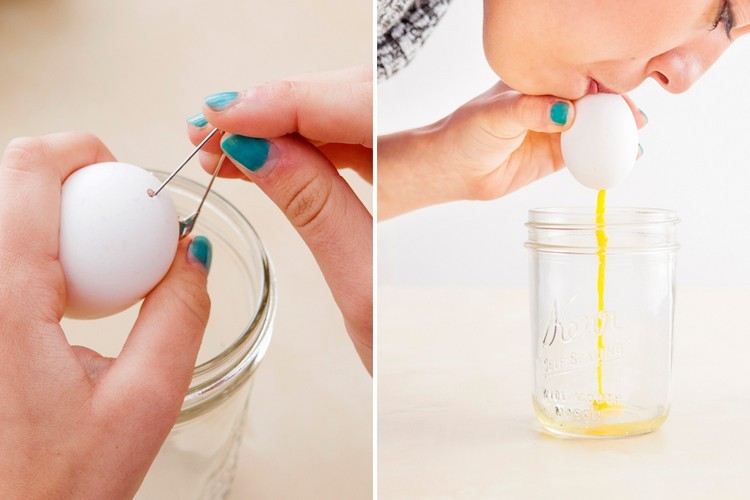 Farbenie veľkonočných vajíčok, vyfúknutie a vyfúknutie žĺtka