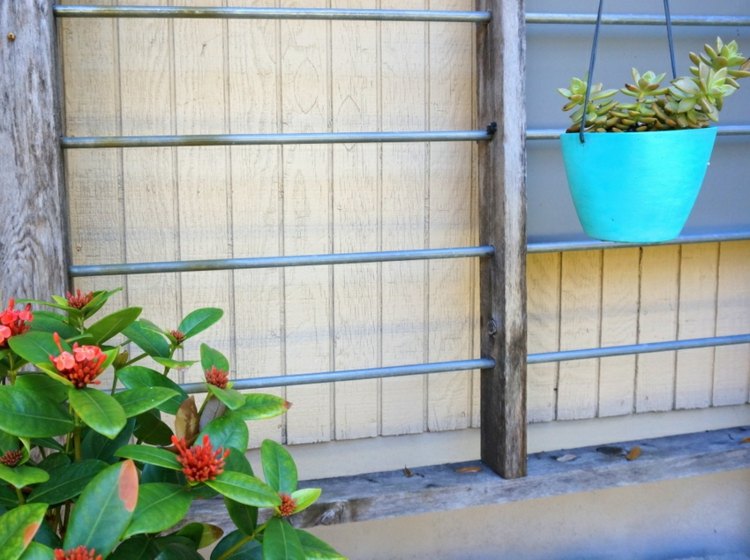 Pri starostlivosti o záhradu je možné vykonávať aj dekoratívne práce tipy na starostlivosť o záhradu kvetináč farba svetlo modrý ker kvitne červená