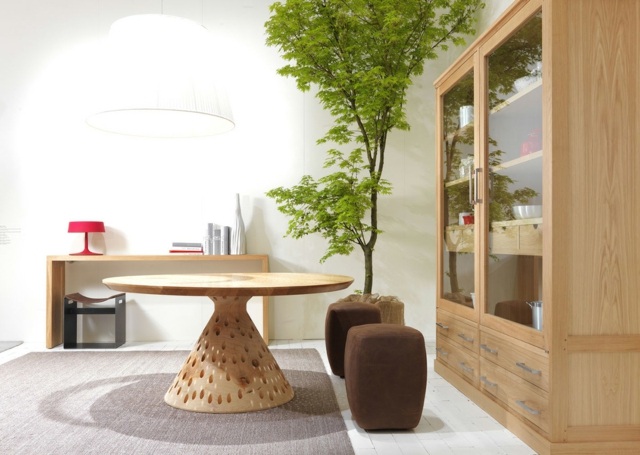 Okrúhly stôl hrať svetlé tienidlo vytvoriť kvetináče skriňa obývacia izba