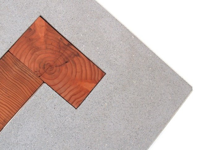 Nočný stolík betónový detail dreva Detail dreva, moderný výrobný postup