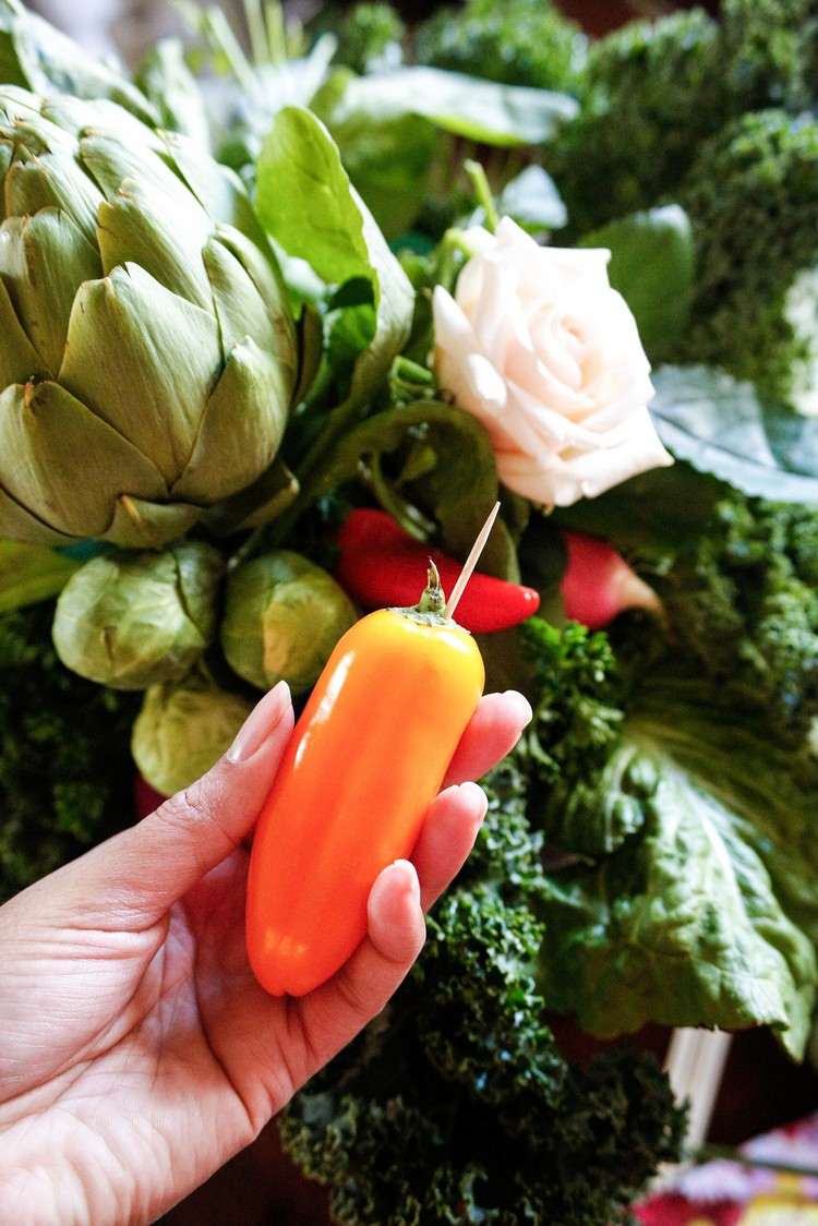 Pokyny kvety aranžmán zelenina arašidové špáradlá