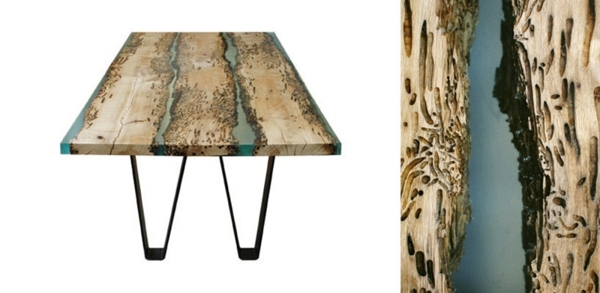 Stolný dizajn, moderný nábytok, rustikálne lodné dosky Stolný dizajn rustikálna živica z doskových lodí