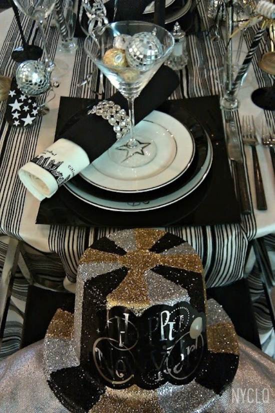 Dekorácia stola novoročný klobúk diskoball