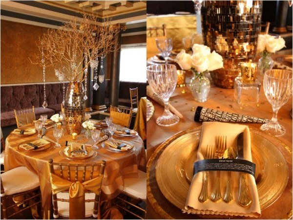 Silvster večer nádherné nápady na zlaté dekorácie