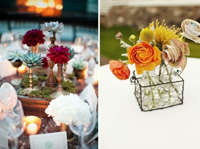 Sukulentná váza s červenou hyacintou Kytica z červeného hyacintového vázového kovového košíka