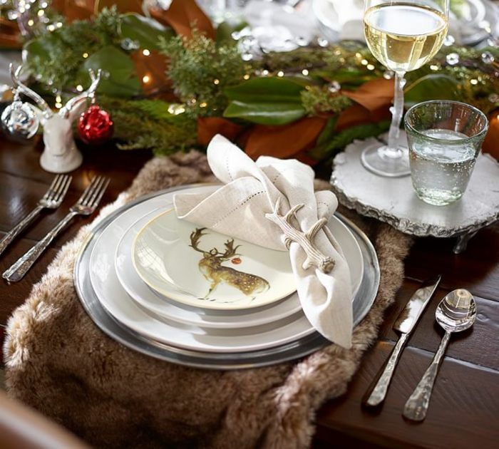 dekorácie na slávnostný stôl nápady na podložky z umelej kožušiny