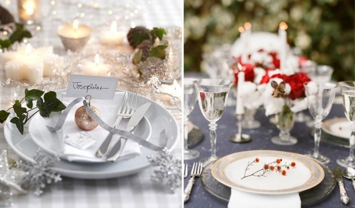 ozdobte vianočný stôl lístkami a ovocím ozdoby umiestnite stojan na karty vianočný stôl-dekorácia-čačky-miesto-karty-stojan-šumivé-svetlá