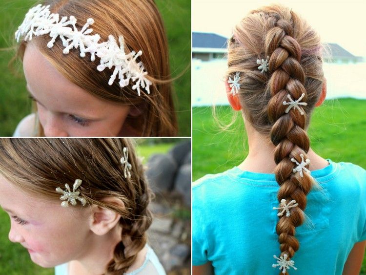 Skvelé nápady remesiel horúce lepidlo-ľadová kráľovná-vlasové doplnky-vyrobte si-snehové vločky