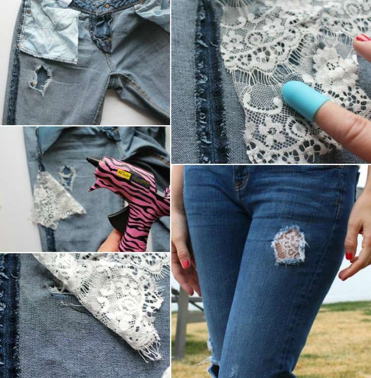 skvelé drotárske nápady-triky-roztrhané džínsy-korenie-horúce-lepidlo-špička pištole