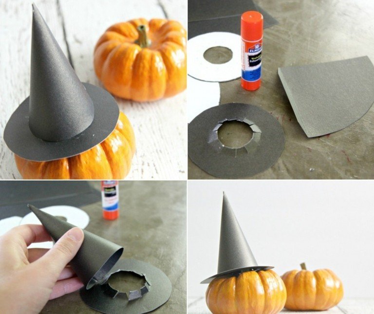 Roztomilé mini čarodejnícke klobúčiky ako šablóny ručných prác na jeseň ako projekt pre deti