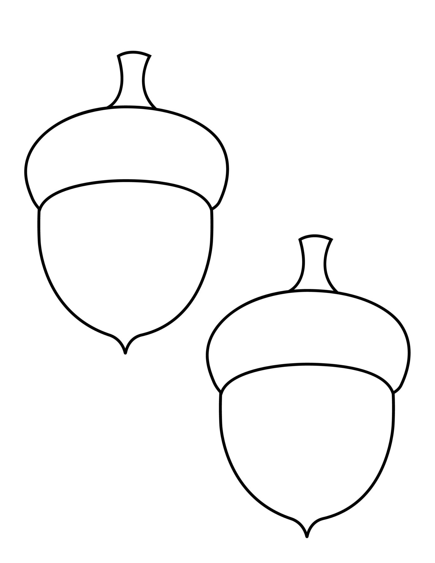 Ručné šablóny na jeseň pre žalude, ktoré treba vystrihnúť, nalepiť alebo zafarbiť