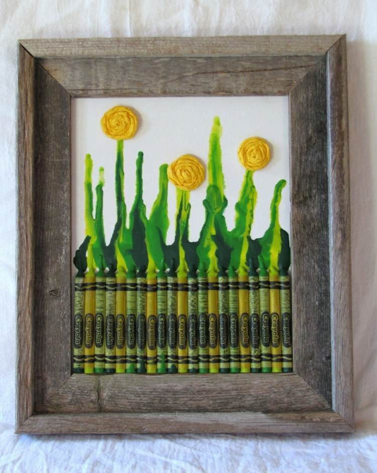 voskové pastelky roztopia papier na kvety