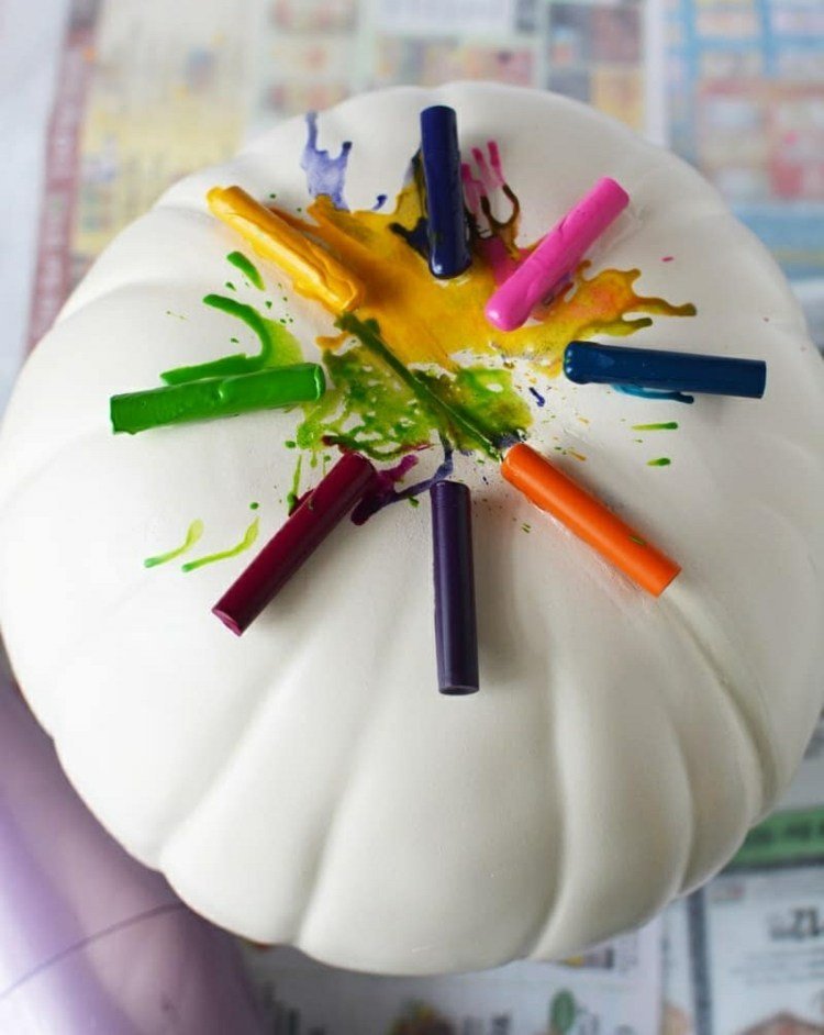 voskové pastelky roztaviť nápady na dekoráciu tekvice nápady na sušenie vlasov
