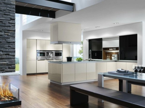 elegantná sklenená krbová kuchyňa elegantná sklenená krbová kuchyňa