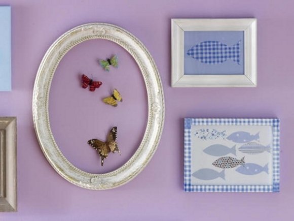 Stenová dekorácia detský rámik motýle