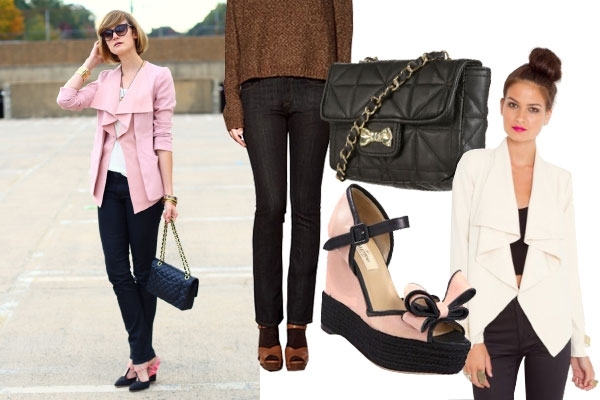 správny outfit každodenné zodpovedajúce nápady ružová bunda každodenné nápady na zladenie bunda ružová modrá kleintsche jeans